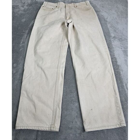 Vintage 90s Levi's 550 Relaxed Fit Straight Leg Jeans Men's Size 36x30 Beige - Picture 1 of 15